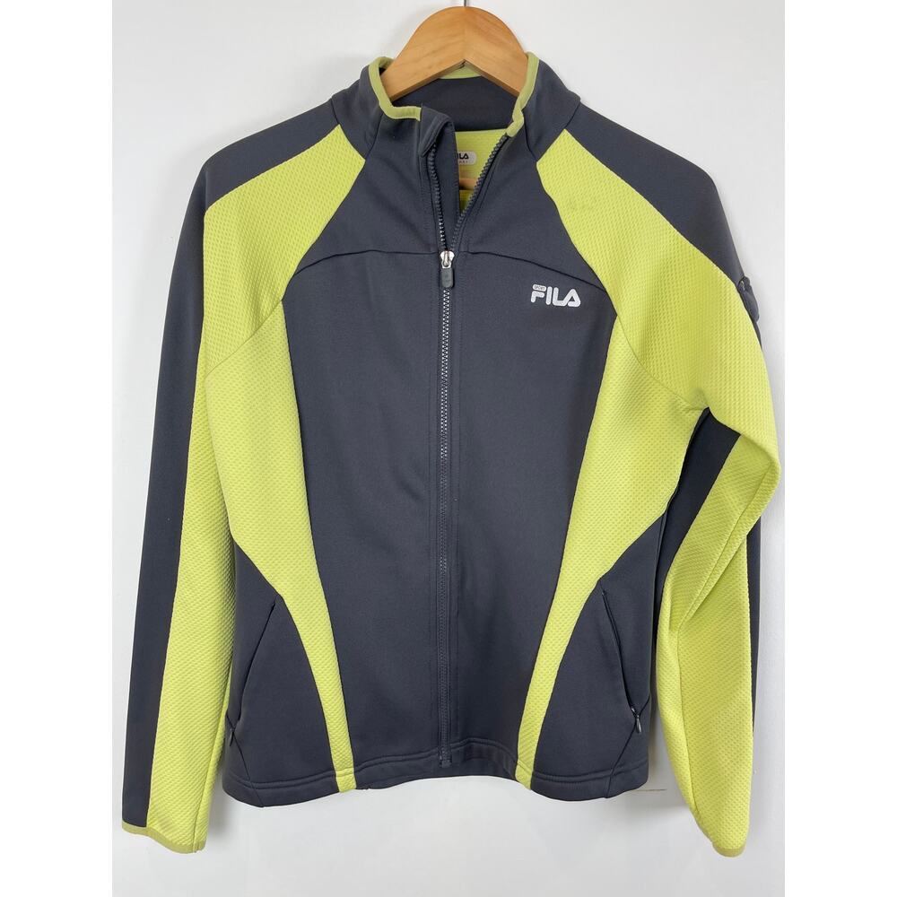 Fila Full Zip Athletic Track Jacket Gray Green Medium